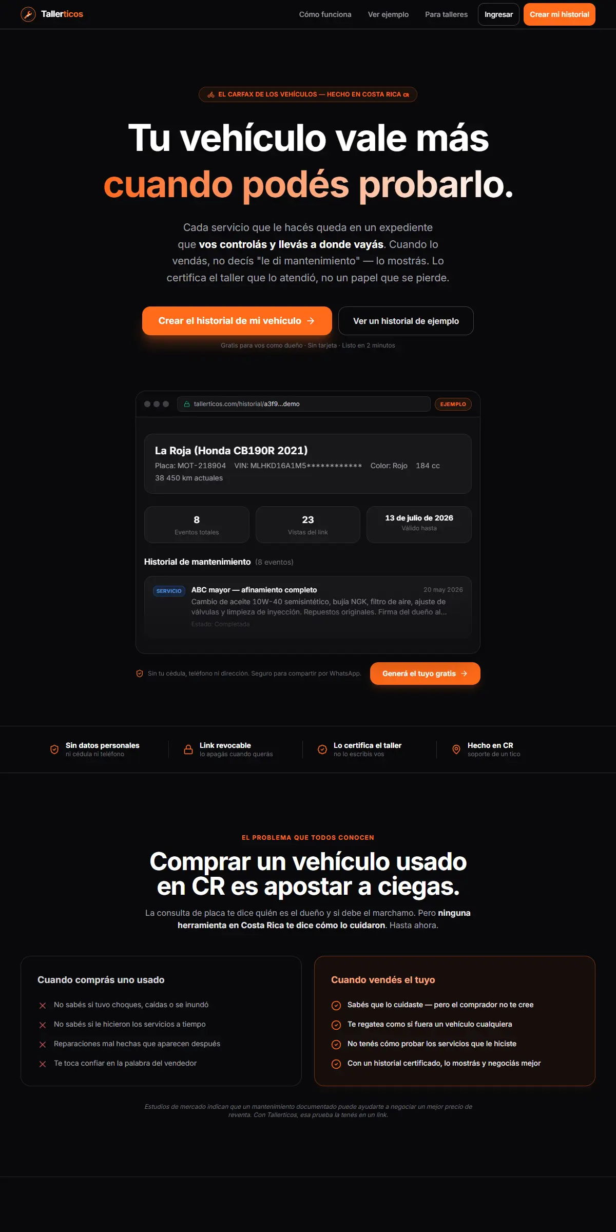 Captura del sitio Taller Ticos (tallerticos.com)